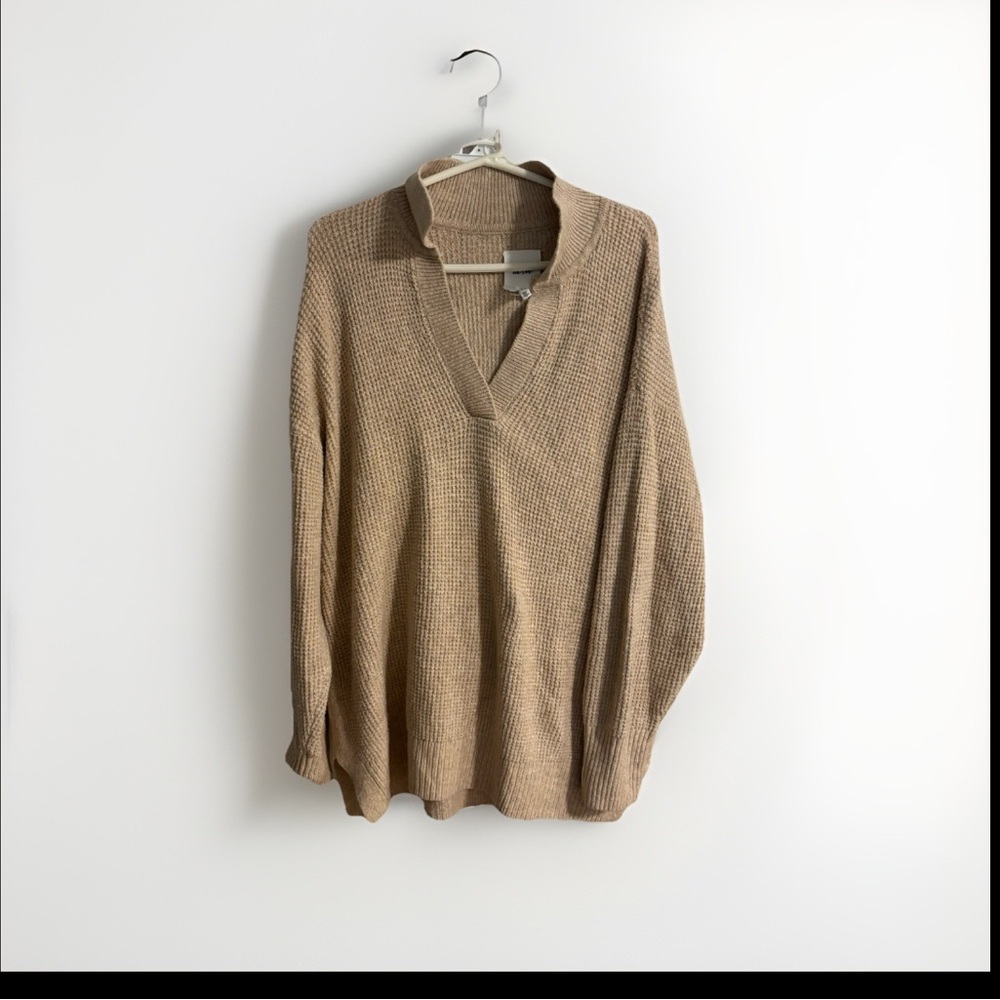 Aerie V-Neck Sweater in Warm Tan